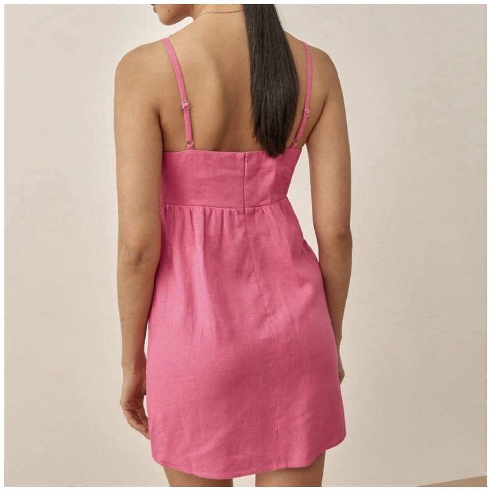 Reformation | Ryland linen mini dress | in snap dragon pink | Size 0 - Picture 3 of 12